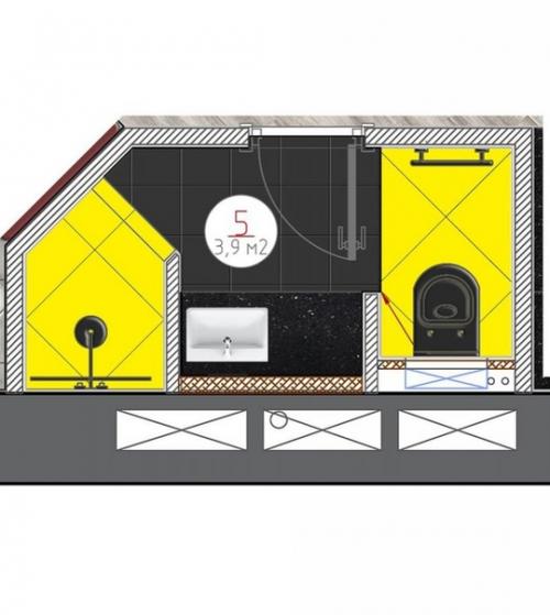 Совмещённый вариант маленького санузла, где удачно расположилось всё необходимое. 03
