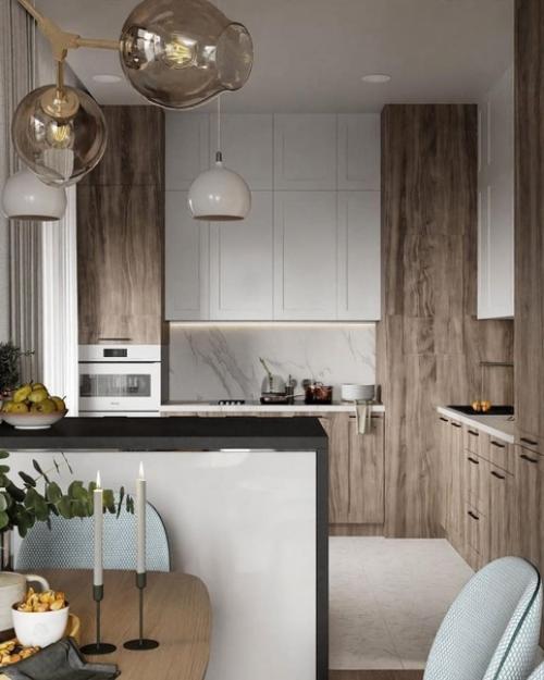 В каком варианте эта кухня - гостиная вам нравится больше? 01