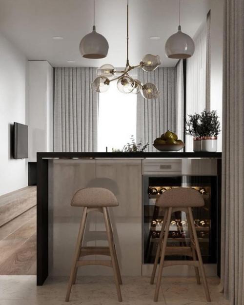 В каком варианте эта кухня - гостиная вам нравится больше? 02