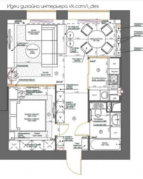 Проект квартиры 40 м кв. 08