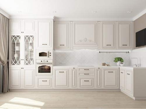 Нежная, воздушная кухня в классике. 06