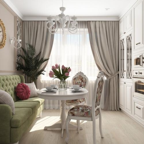 Нежная, воздушная кухня в классике. 05