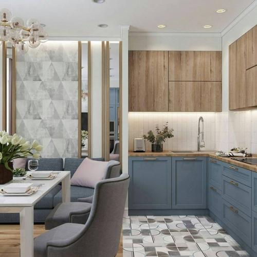 Воздушная и лёгкая кухня в пастельных тонах. 01