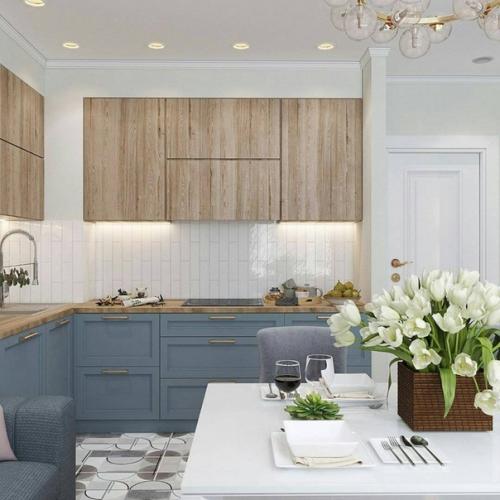 Воздушная и лёгкая кухня в пастельных тонах. 05