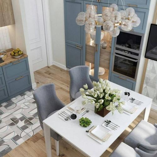 Воздушная и лёгкая кухня в пастельных тонах. 02