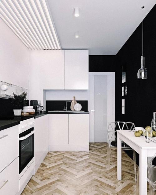 Контрастная стильная кухня в хрущевке. 02