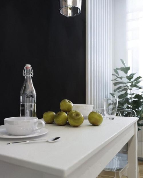 Контрастная стильная кухня в хрущевке. 01