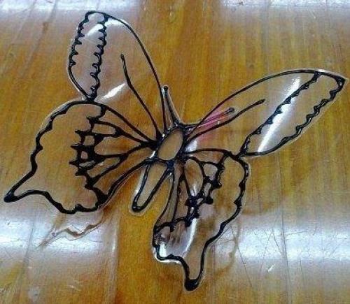 Красивая бабочка из пластиковой бутылки. 04