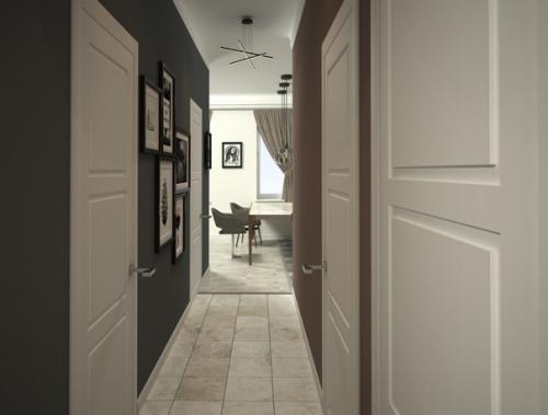 Гостиная, совмещённая с кухней для взрослой семейной пары в стиле американская неоклассика. 02