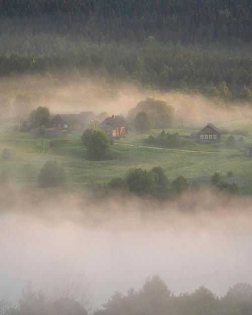 Утренние туманы над деревней. 06