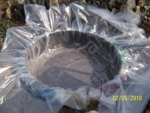 Пруд из большой покрышки. 02