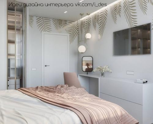 Оцените дизайн это светлой и воздушной спальни. 01