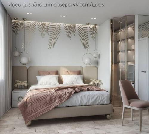 Оцените дизайн это светлой и воздушной спальни. 02