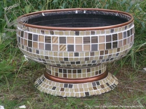 Ваза из старой автомобильной покрышки. 08