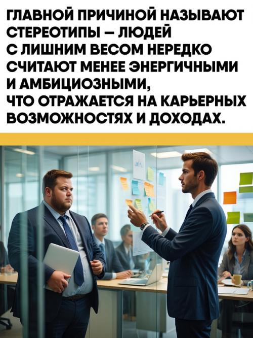 Исследование подчёркивает влияние социальных стереотипов на профессиональную реализацию россиян с лишним весом. 02
