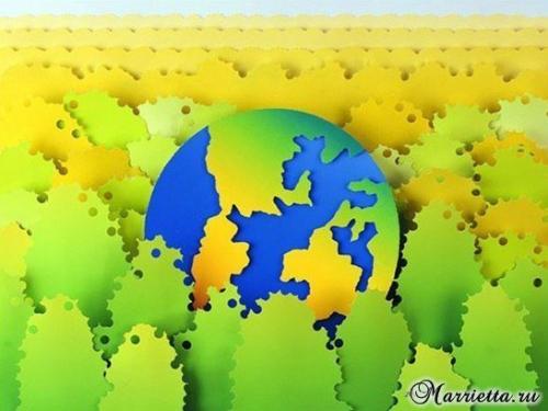 Объемная аппликация из бумаги. 03