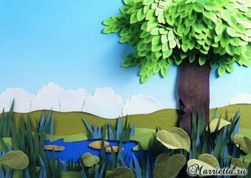 Объемная аппликация из бумаги. 05
