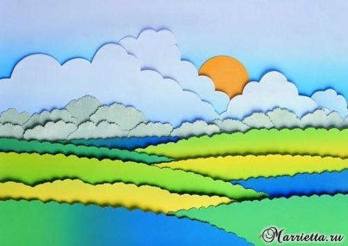 Объемная аппликация из бумаги. 06