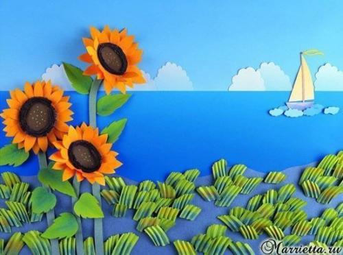 Объемная аппликация из бумаги. 08