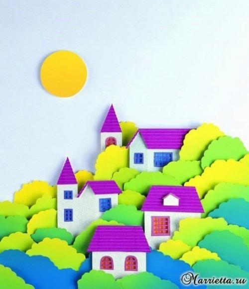 Объемная аппликация из бумаги. 01