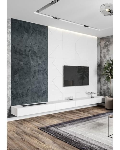 Авторский проект кухни - гостиной в сером цвете. 05