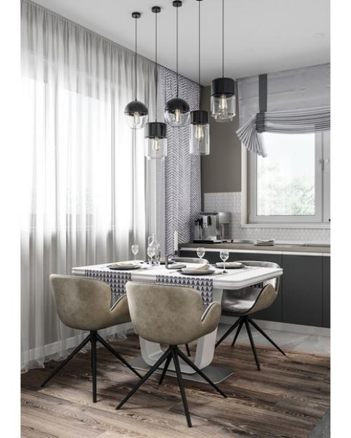 Авторский проект кухни - гостиной в сером цвете. 02