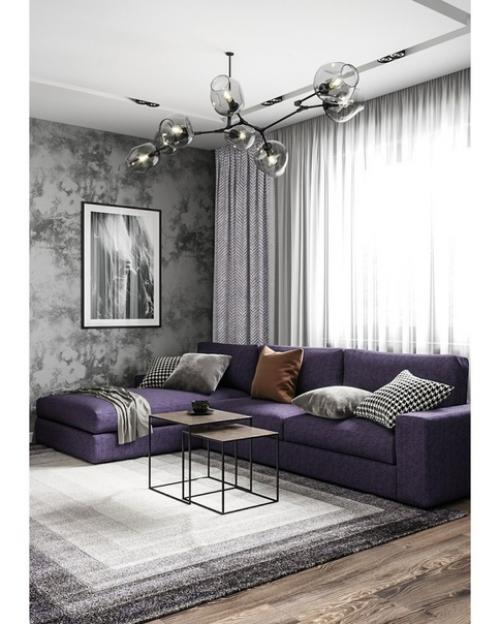 Авторский проект кухни - гостиной в сером цвете. 03