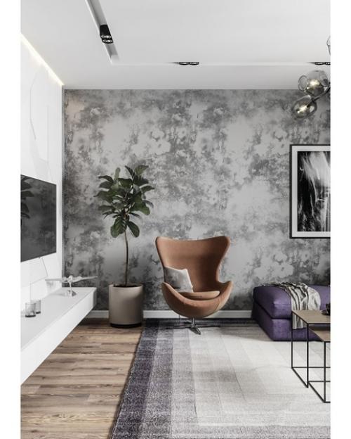 Авторский проект кухни - гостиной в сером цвете. 04