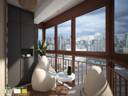 Лоджия с прекрасным панорамным Видом на город. 01