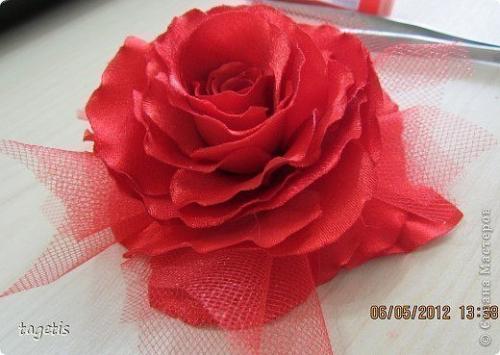 Роза из атласной ленты. 08