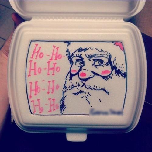 Работаю в кофейне.  Попросили написать Приятного Аппетита или приходите к нам ещё на ланчбоксах. 08