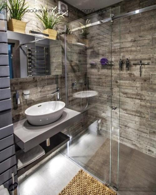 Сочетание плитки и крашеных стен. 01