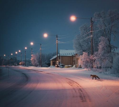 6 утра на улицах нуоргама, самого северного города Финляндии. 01