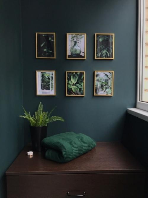 Интерьер кухни и балкона в спокойных синих тонах. 05