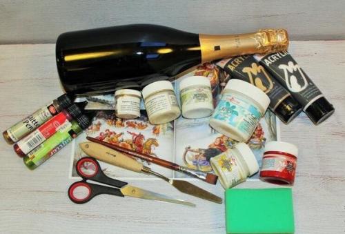 Мастер-класс по декорированию бутылки шампанского в технике декупаж. 01