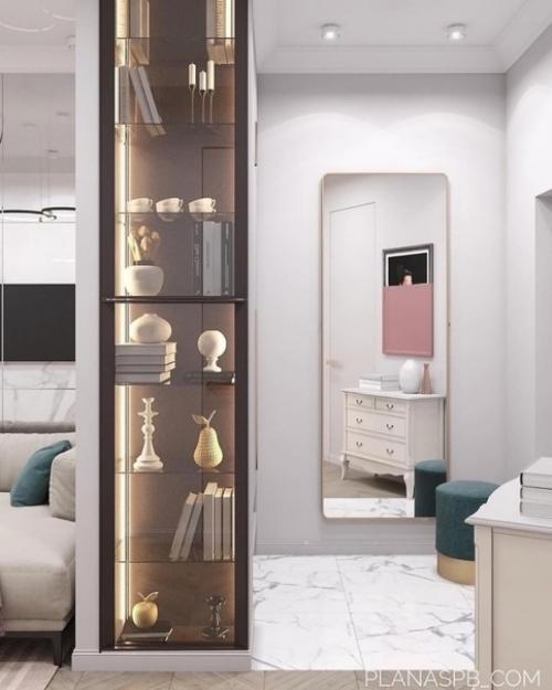 Дизайн кухни, гостиной и прихожей в одном стиле. 05