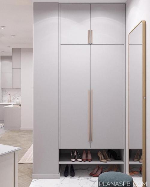 Дизайн кухни, гостиной и прихожей в одном стиле. 06