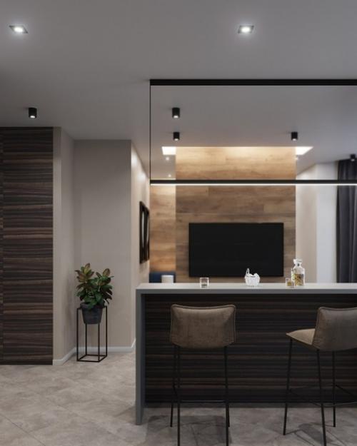 По просьбе заказчика из однокомнатной квартиры нужно было сделать студию, похожую на номер в отеле. 02