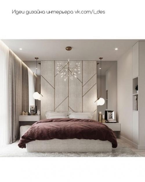 Приятный дизайн современной спальни в спокойной цветовой гамме. 03
