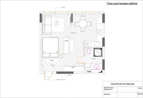 Проект квартиры 36 кв. 09