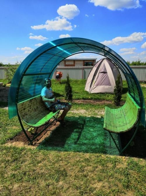 Дачный лайфхак. Муж купил трубогиб и сделал арку для винограда. 04