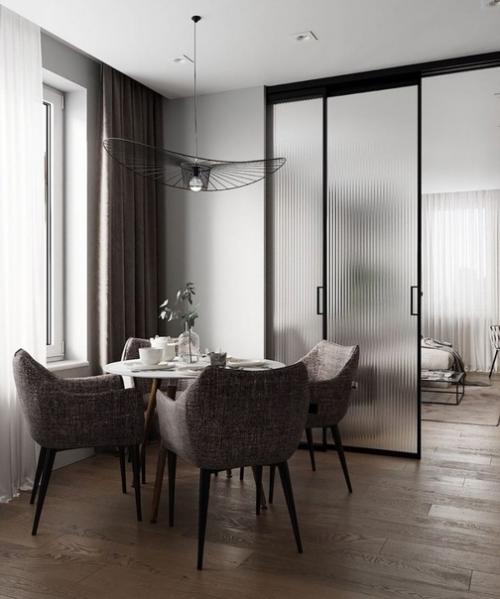 Стильный дизайн гостиной и кухни. 08