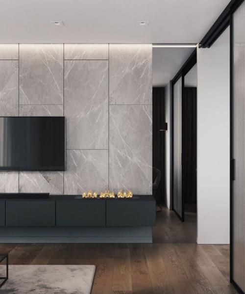 Стильный дизайн гостиной и кухни. 04