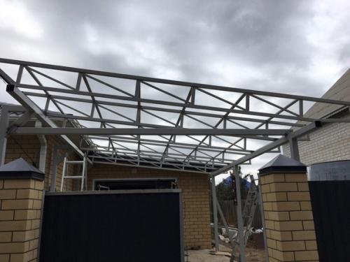 Чуть больше недели делали навес для авто на участок. 06