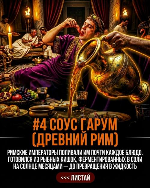 Роскошные пиры древних римских императоров часто шокировали своими безумными кулинарными шедеврами. 04