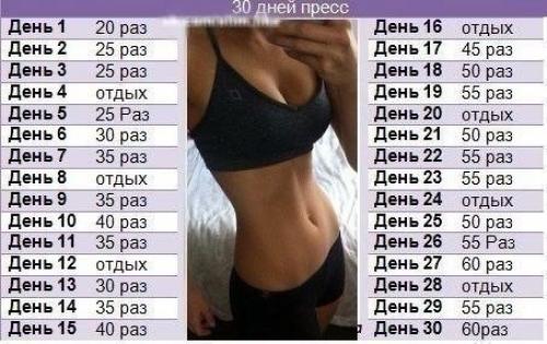 Программы упражнений на 30 дней. 01