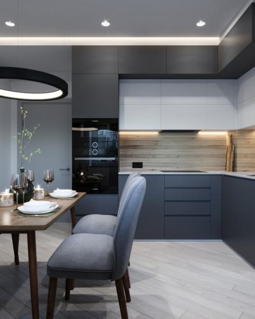 Кухня (11, 7 м. кв) в проекте однокомнатной квартиры. 01