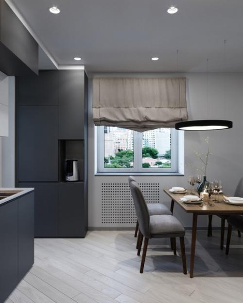 Кухня (11, 7 м. кв) в проекте однокомнатной квартиры. 02