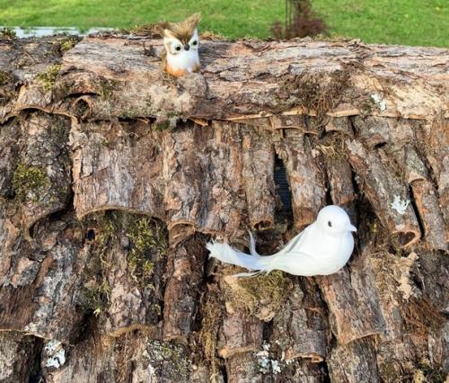 Для любимых внуков сделала на даче домик для гномиков из пня от спиленной яблони и замок. 02