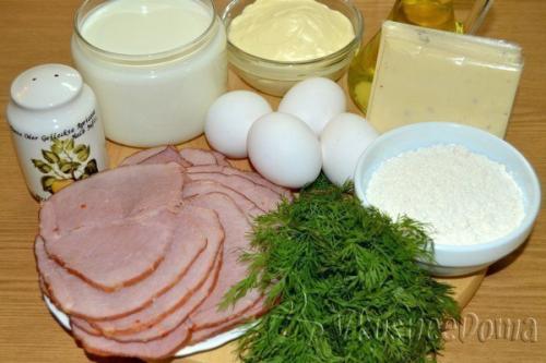 Блинные рулетики с начинкой из ветчины и сыра. 01